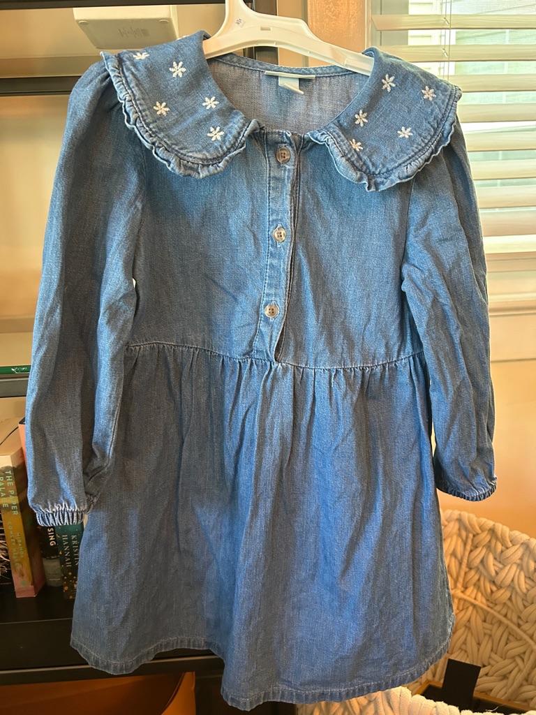 Cat & Jack Blue Ruffled Collar Denim Dress